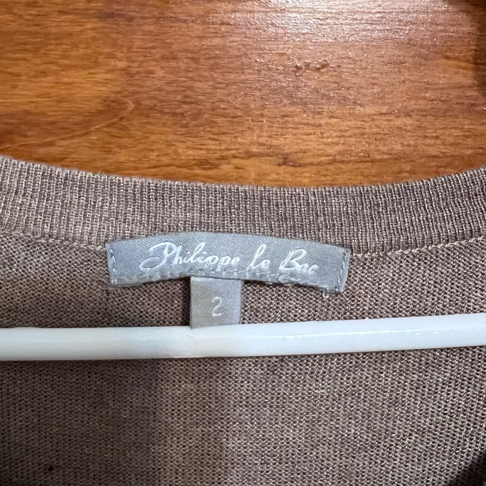 Philippe Le Bac Cashmere Silk  Blend Sweater - Lightweight Luxury - Tan - Size 2 - Picture 3 of 12